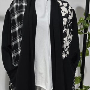 CARDIGAN LONG PATCHWORK ΜΑΥΡΟ Κ ΛΕΥΚΟ