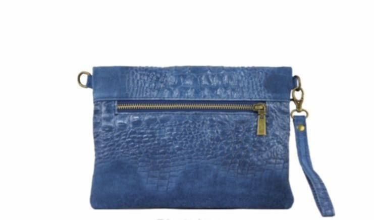 ΔΕΡΜΑΤΙΝΗ ΤΣΑΝΤΑ TECLA SUEDE CROCODILE STAMP CROSSBODY BAG - Image 5