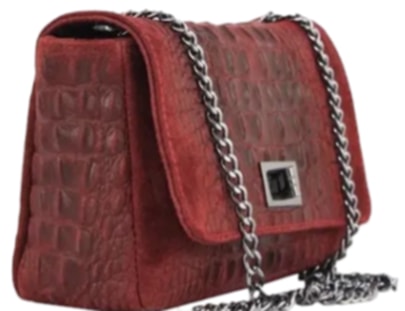 ΔΕΡΜΑΤΙΝΗ ΤΣΑΝΤΑ MIRANTA SUEDE CROCODILE STAMP - Image 2