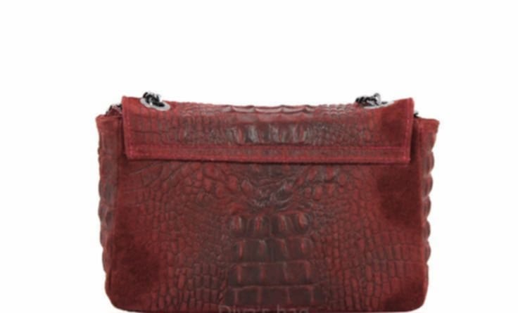 ΔΕΡΜΑΤΙΝΗ ΤΣΑΝΤΑ MIRANTA SUEDE CROCODILE STAMP - Image 3