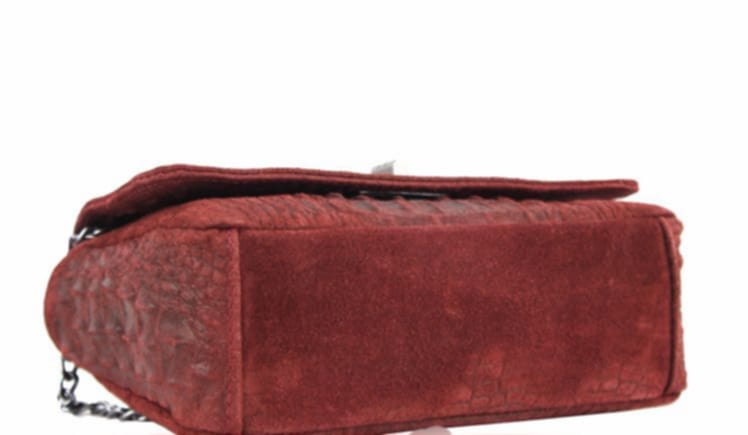 ΔΕΡΜΑΤΙΝΗ ΤΣΑΝΤΑ MIRANTA SUEDE CROCODILE STAMP - Image 4