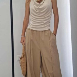 COCOON SHAPE ΦΑΡΔΙΑ ΠΑΝΤΑΛΟΝΑ ΜΕ ΕΛΑΣΤΙΚΟ ΥΦΑΣΜΑ
