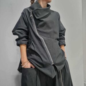 CARDIGAN ME ZIP PUNTO ΥΦΑΣΜΑ ΛΟΞΟ