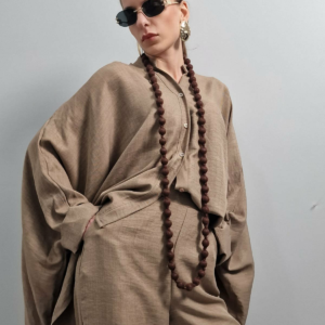 ΣΥΝΟΛΟ ΜΕ VISCOSE ΥΦΑΣΜΑ OVERSIZED ΠΟΥΚΑΜΙΣΑ