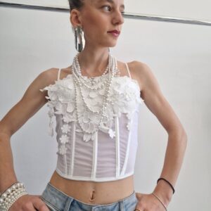 ΚΟΡΣΕΤ ΜΕ ΔΙΑΦΑΝΕΙΑ ΚΑΙ ΤΡΙΣΔΙΑΣΤΑΤΑ ΛΟΥΛΟΥΔΙΑ