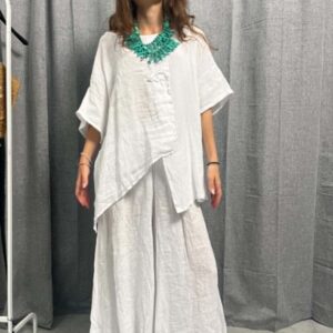 ΣΥΝΟΛΟ ΜΕ COTTON ΚΑΙ ΛΙΝΟ ΥΦΑΣΜΑ ΣΕ ΛΕΥΚΟ