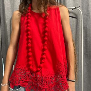 ΑΜΑΝΙΚΗ ΜΠΛΟΥΖΑ COTTON ΜΕ ΔΑΝΤΕΛΑ ΣΤΟ ΚΑΤΩ ΜΕΡΟΣ